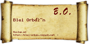 Blei Orbán névjegykártya
